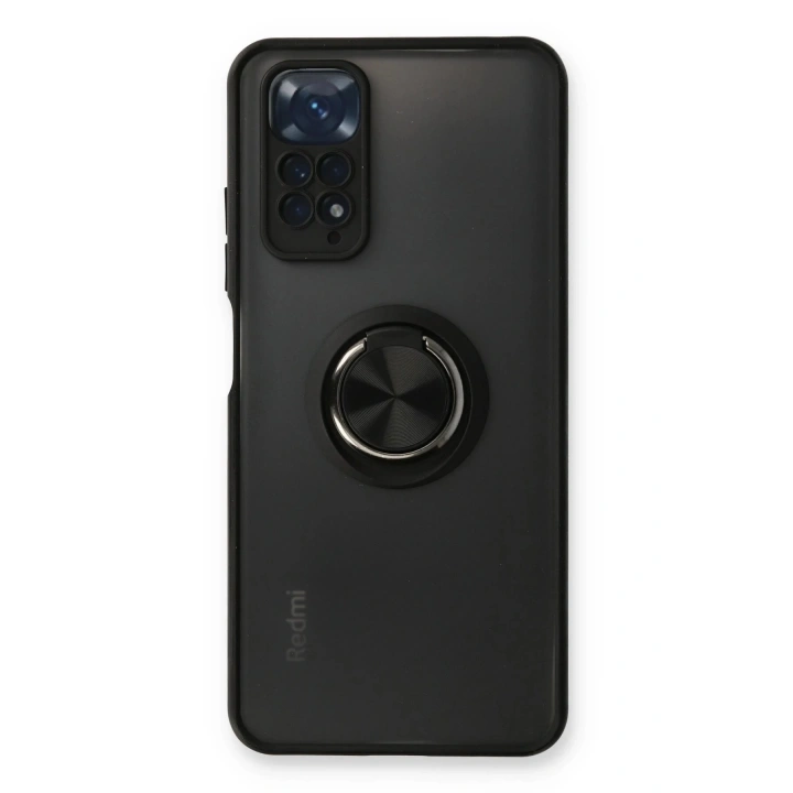 BFS Xiaomi Redmi Note 11 Kılıf Montreal Yüzüklü Silikon Kapak - Siyah