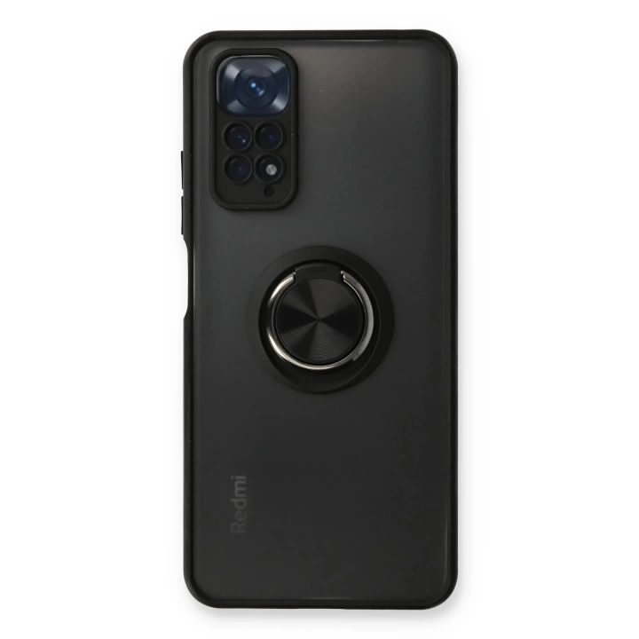 BFS Xiaomi Redmi Note 11 Kılıf Montreal Yüzüklü Silikon Kapak - Siyah