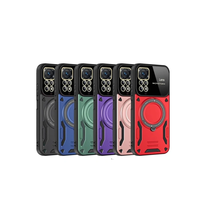 BFS Xiaomi Redmi Note 11 Pro Kılıf Joy Lens Standlı Kapak - Koyu Yeşil