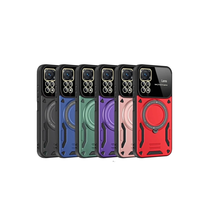 BFS  Xiaomi Redmi Note 11 Pro Kılıf Joy Lens Standlı Kapak - Siyah