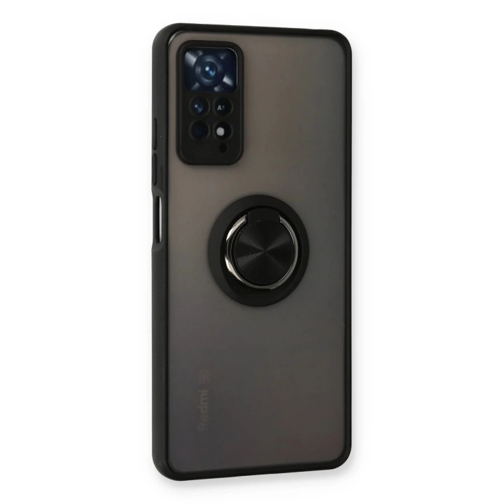BFS  Xiaomi Redmi Note 11 Pro Kılıf Montreal Yüzüklü Silikon Kapak - Siyah