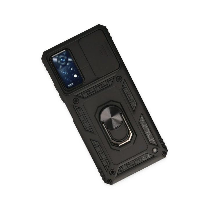 BFS  Xiaomi Redmi Note 11 Pro Kılıf Pars Lens Yüzüklü Silikon - Siyah
