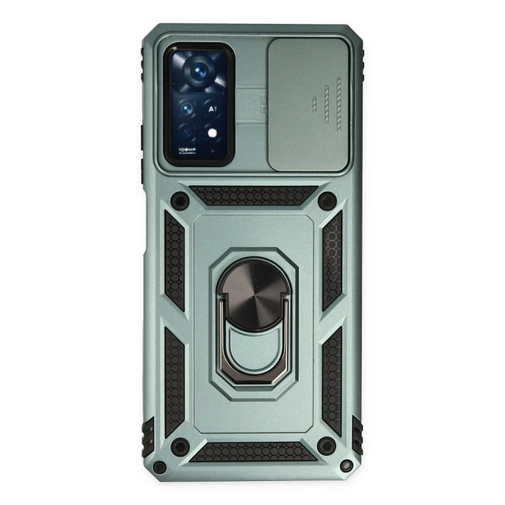 BFS  Xiaomi Redmi Note 11 Pro Kılıf Pars Lens Yüzüklü Silikon - Yeşil