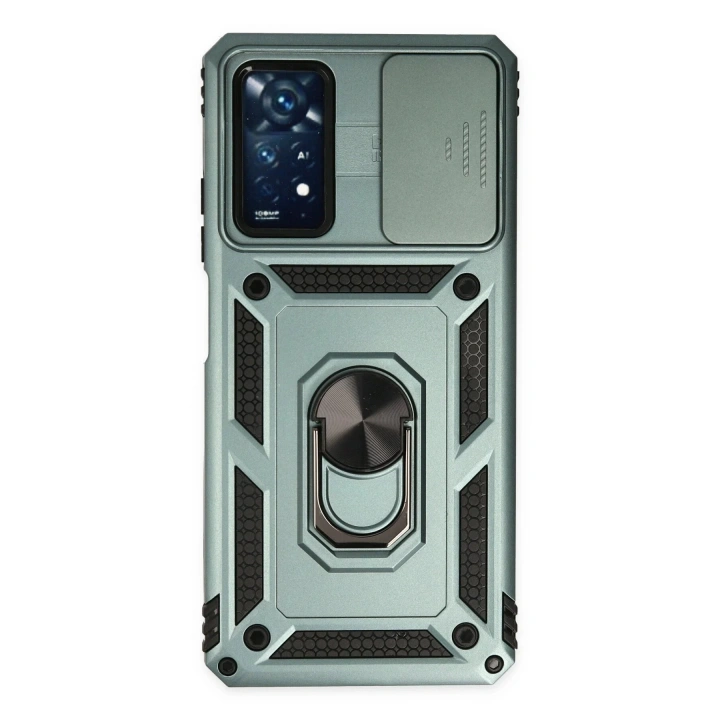 BFS Xiaomi Redmi Note 11 Pro Kılıf Pars Lens Yüzüklü Silikon - Yeşil