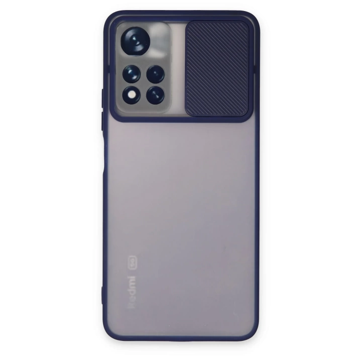 BFS  Xiaomi Redmi Note 11 Pro Plus 5G Kılıf Palm Buzlu Kamera Sürgülü Silikon - Lacivert
