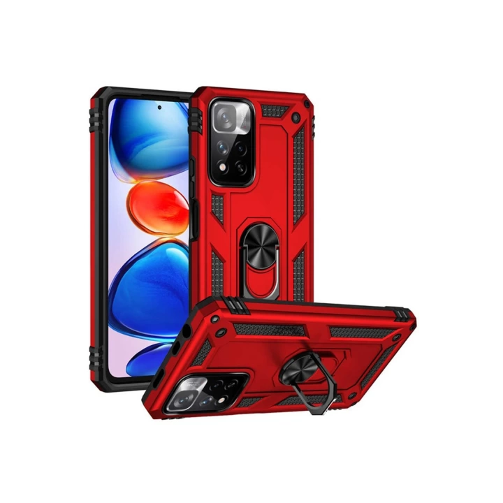 BFS  Xiaomi Redmi Note 11 Pro Plus 5G Kılıf Sofya Yüzüklü Silikon Kapak - Kırmızı
