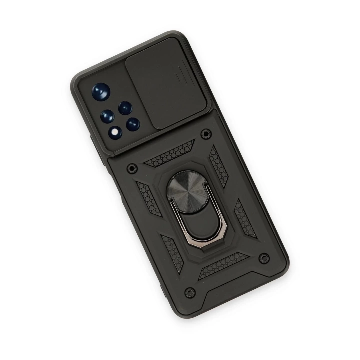 BFS  Xiaomi Redmi Note 11T Kılıf Pars Lens Yüzüklü Silikon - Siyah