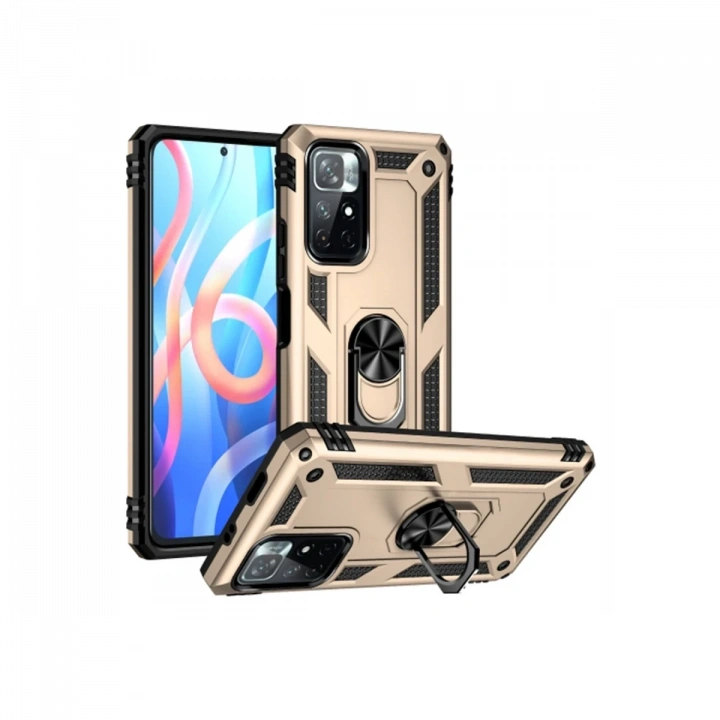 BFS  Xiaomi Redmi Note 11T Kılıf Sofya Yüzüklü Silikon Kapak - Gold