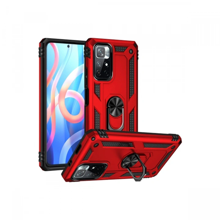 BFS  Xiaomi Redmi Note 11T Kılıf Sofya Yüzüklü Silikon Kapak - Kırmızı