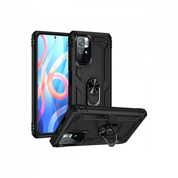 BFS  Xiaomi Redmi Note 11T Kılıf Sofya Yüzüklü Silikon Kapak - Siyah