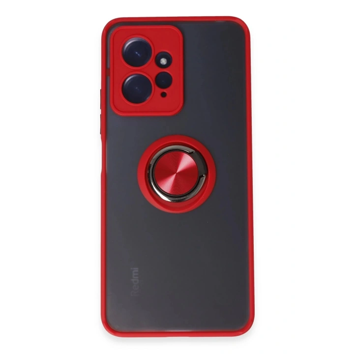 BFS Xiaomi Redmi Note 12 4G Kılıf Montreal Yüzüklü Silikon Kapak - Kırmızı