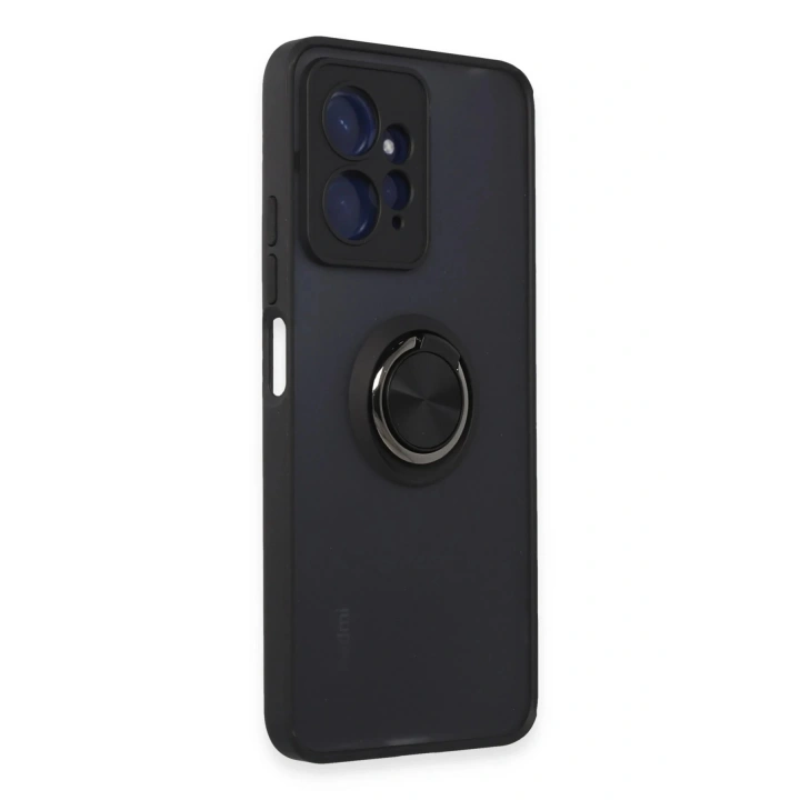 BFS Xiaomi Redmi Note 12 4G Kılıf Montreal Yüzüklü Silikon Kapak - Siyah