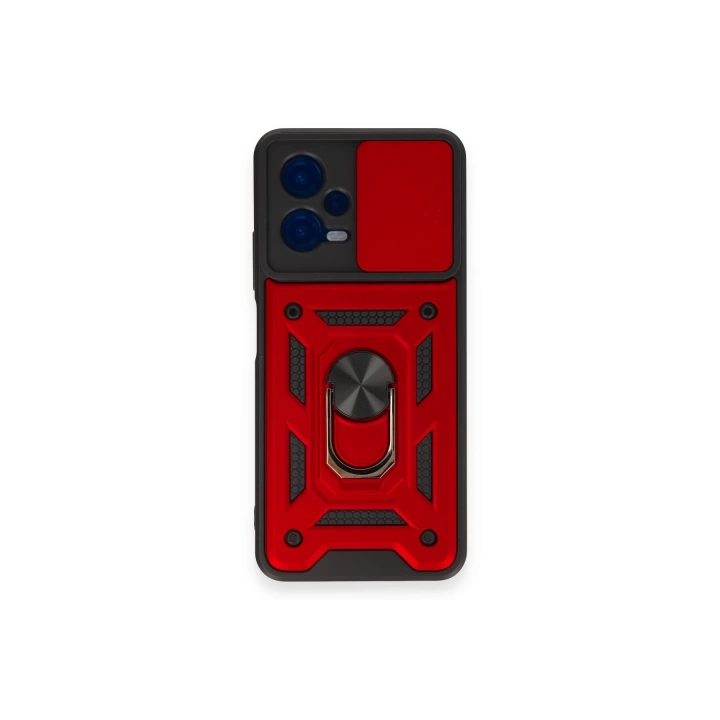 BFS  Xiaomi Redmi Note 12 4G Kılıf Pars Lens Yüzüklü Silikon - Kırmızı