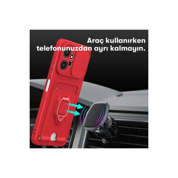 BFS  Xiaomi Redmi Note 12 4G Kılıf Zuma Kartvizitli Yüzüklü Silikon - Siyah