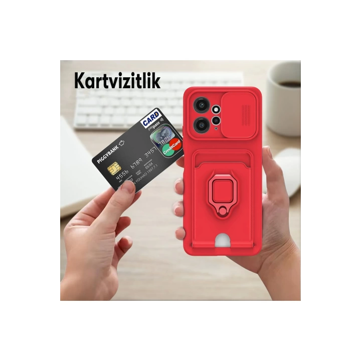 BFS  Xiaomi Redmi Note 12 4G Kılıf Zuma Kartvizitli Yüzüklü Silikon - Siyah