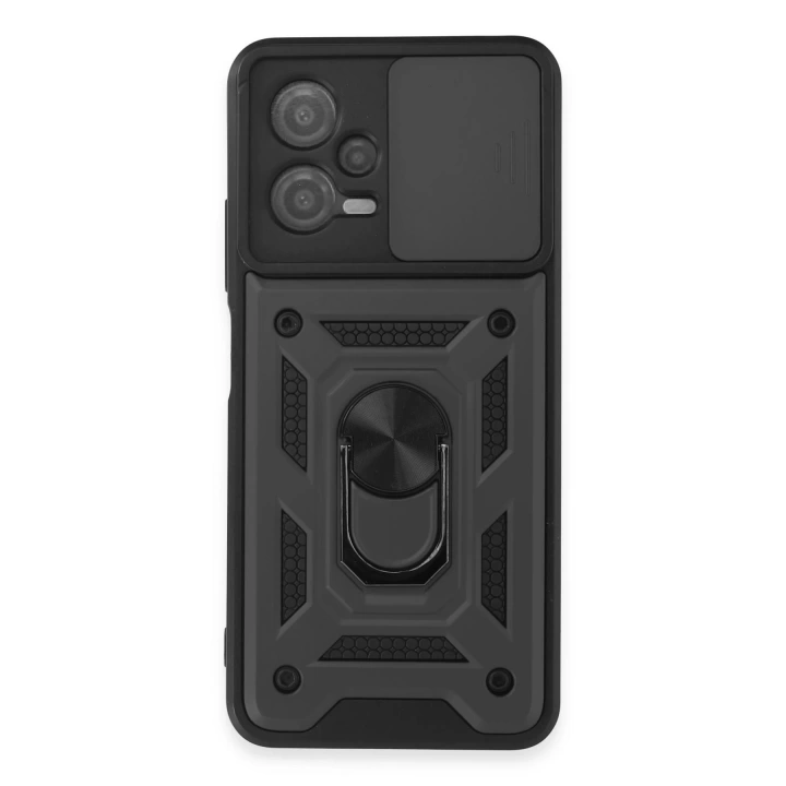 BFS  Xiaomi Redmi Note 12 5G Kılıf Pars Lens Yüzüklü Silikon - Siyah