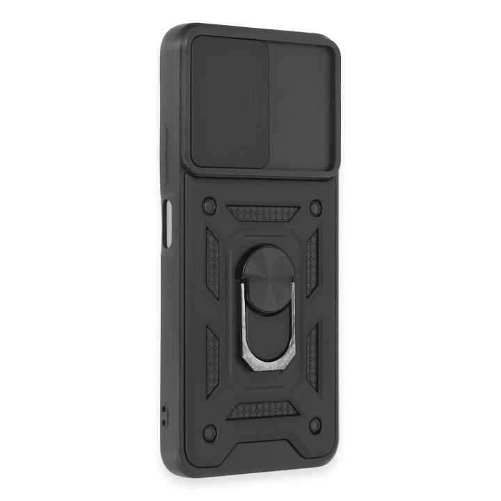 BFS  Xiaomi Redmi Note 12 5G Kılıf Pars Lens Yüzüklü Silikon - Siyah