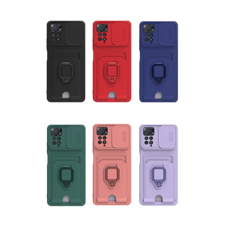 BFS  Xiaomi Redmi Note 12 Pro 4G Kılıf Zuma Kartvizitli Yüzüklü Silikon - Siyah
