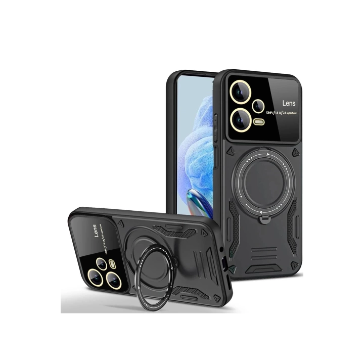 BFS  Xiaomi Redmi Note 12 Pro 5G Kılıf Joy Lens Standlı Kapak - Siyah