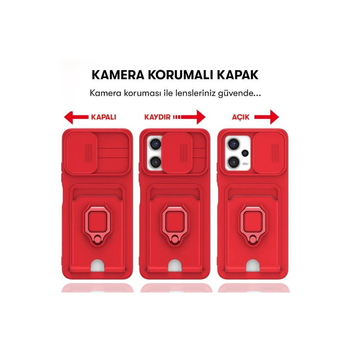 BFS  Xiaomi Redmi Note 12 Pro 5G Kılıf Zuma Kartvizitli Yüzüklü Silikon - Pembe