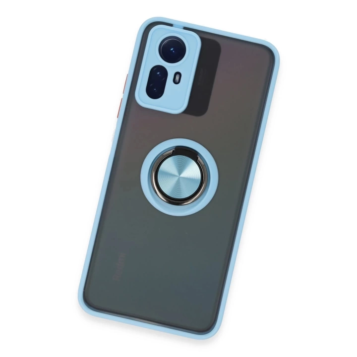 BFS  Xiaomi Redmi Note 12S Kılıf Montreal Yüzüklü Silikon Kapak - Buz Mavi