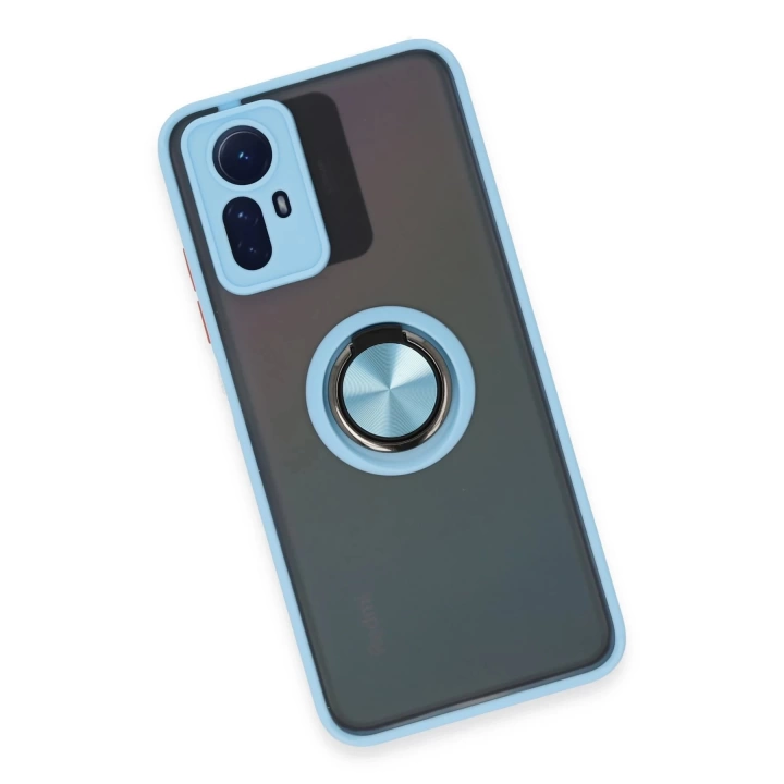 BFS  Xiaomi Redmi Note 12S Kılıf Montreal Yüzüklü Silikon Kapak - Buz Mavi