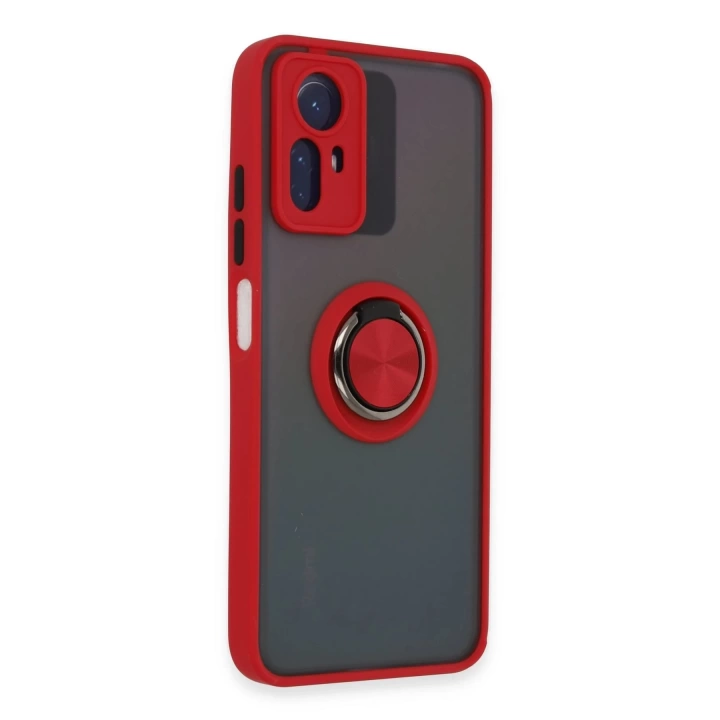BFS  Xiaomi Redmi Note 12S Kılıf Montreal Yüzüklü Silikon Kapak - Kırmızı