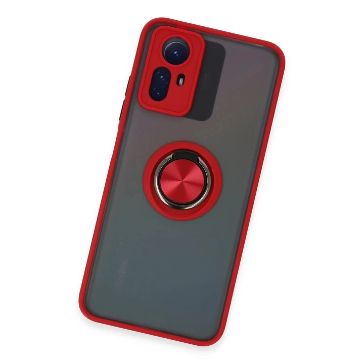 BFS  Xiaomi Redmi Note 12S Kılıf Montreal Yüzüklü Silikon Kapak - Kırmızı