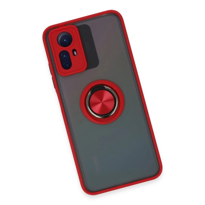 BFS  Xiaomi Redmi Note 12S Kılıf Montreal Yüzüklü Silikon Kapak - Kırmızı