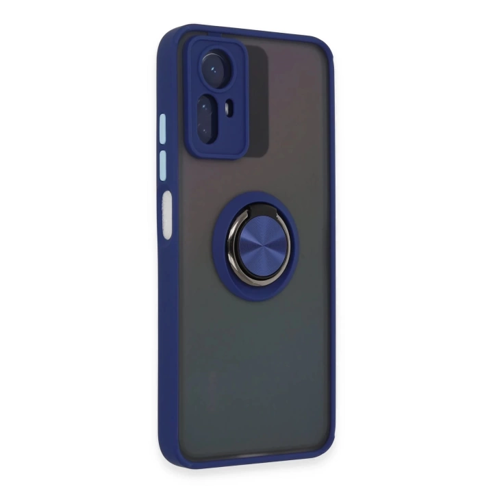 BFS  Xiaomi Redmi Note 12S Kılıf Montreal Yüzüklü Silikon Kapak - Lacivert