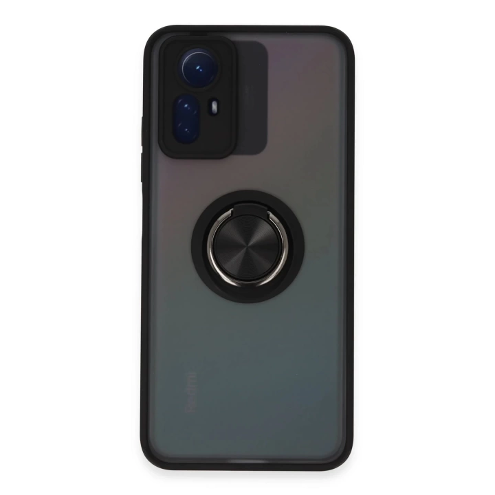 BFS  Xiaomi Redmi Note 12S Kılıf Montreal Yüzüklü Silikon Kapak - Siyah