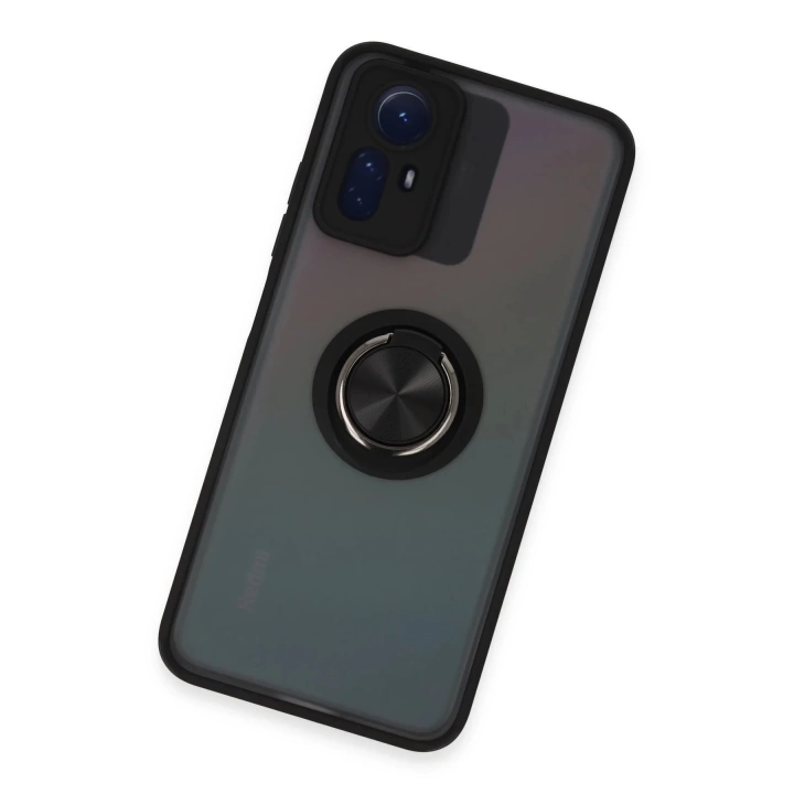 BFS  Xiaomi Redmi Note 12S Kılıf Montreal Yüzüklü Silikon Kapak - Siyah