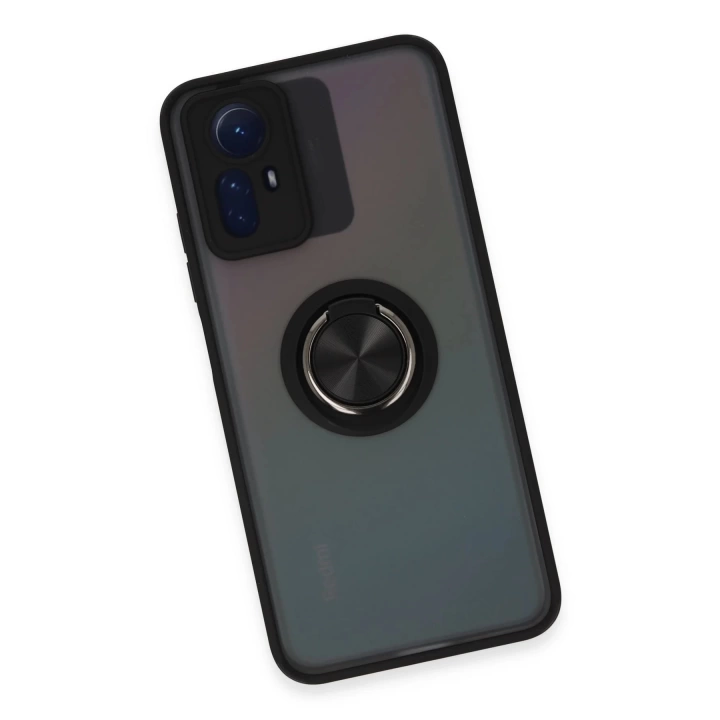 BFS  Xiaomi Redmi Note 12S Kılıf Montreal Yüzüklü Silikon Kapak - Siyah