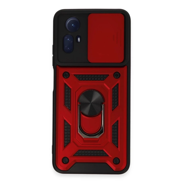 BFS  Xiaomi Redmi Note 12S Kılıf Pars Lens Yüzüklü Silikon - Kırmızı