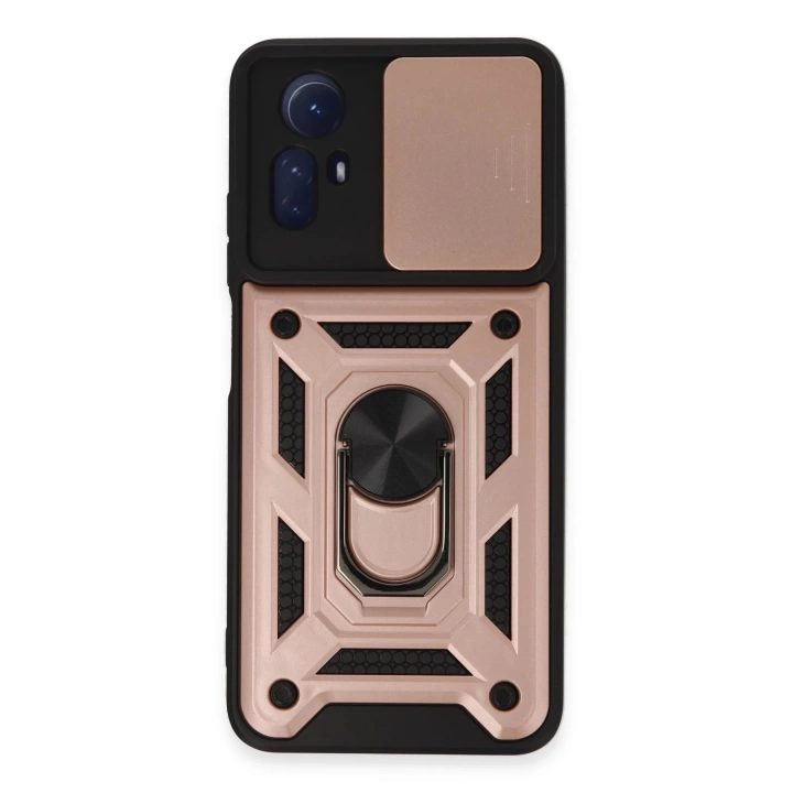 BFS  Xiaomi Redmi Note 12S Kılıf Pars Lens Yüzüklü Silikon - Rose Gold