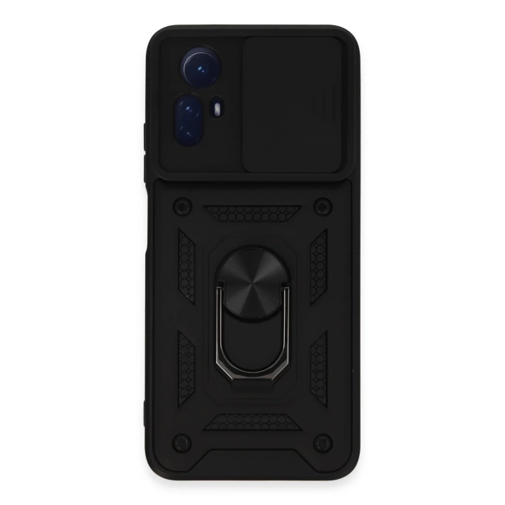 BFS  Xiaomi Redmi Note 12S Kılıf Pars Lens Yüzüklü Silikon - Siyah