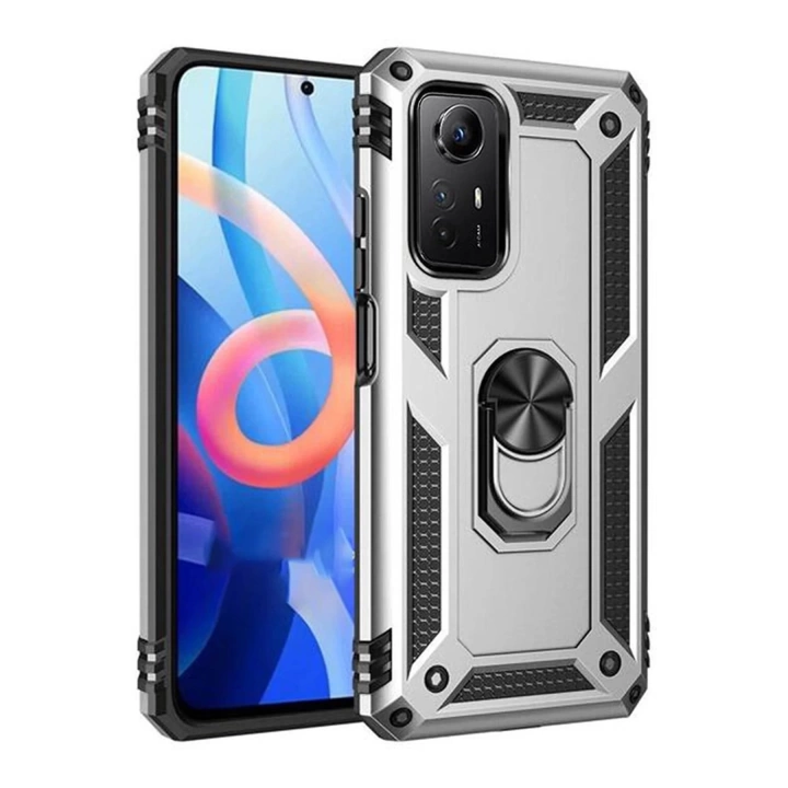 BFS  Xiaomi Redmi Note 12S Kılıf Sofya Yüzüklü Silikon Kapak - Gümüş