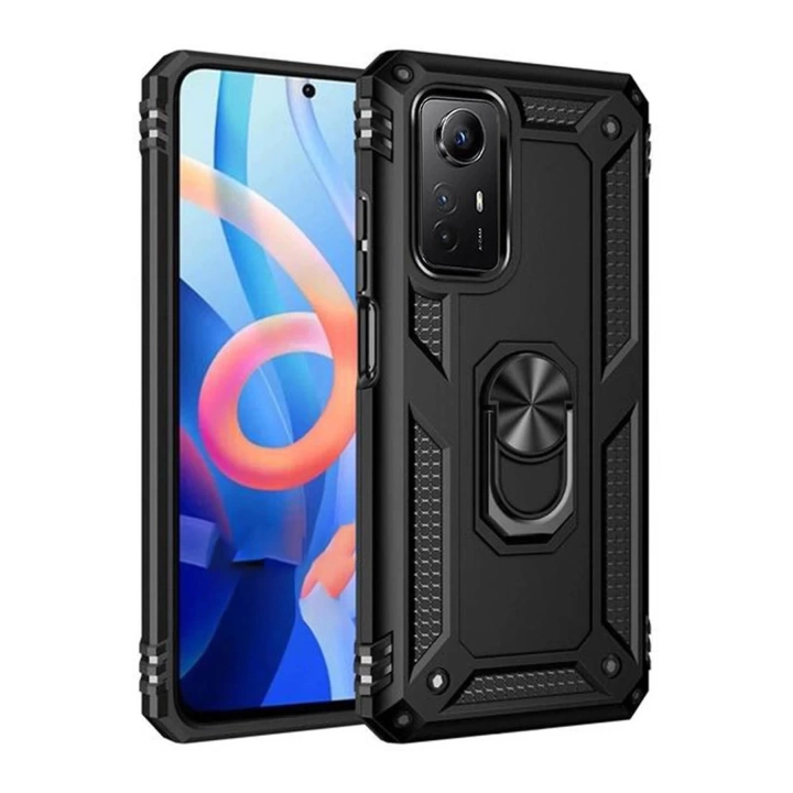 BFS  Xiaomi Redmi Note 12S Kılıf Sofya Yüzüklü Silikon Kapak - Siyah