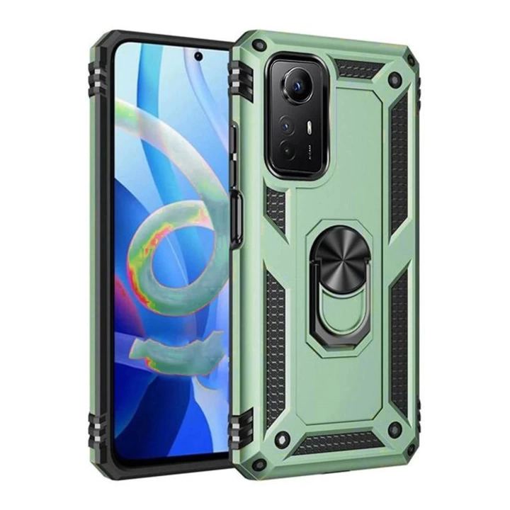 BFS  Xiaomi Redmi Note 12S Kılıf Sofya Yüzüklü Silikon Kapak - Yeşil