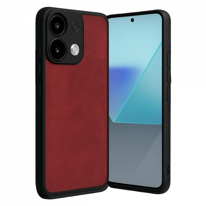 BFS  Xiaomi Redmi Note 13 4G Kılıf Aras Deri Kapak - Kırmızı