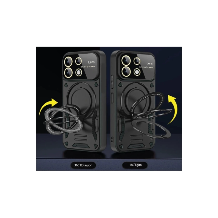BFS  Xiaomi Redmi Note 13 4G Kılıf Joy Lens Standlı Kapak - Siyah
