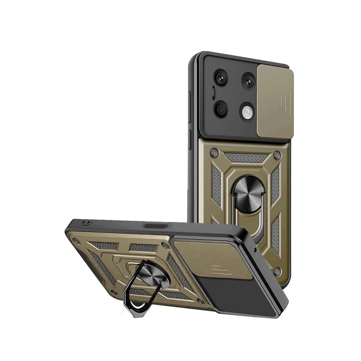BFS  Xiaomi Redmi Note 13 4G Kılıf Pars Lens Yüzüklü Silikon - Gold