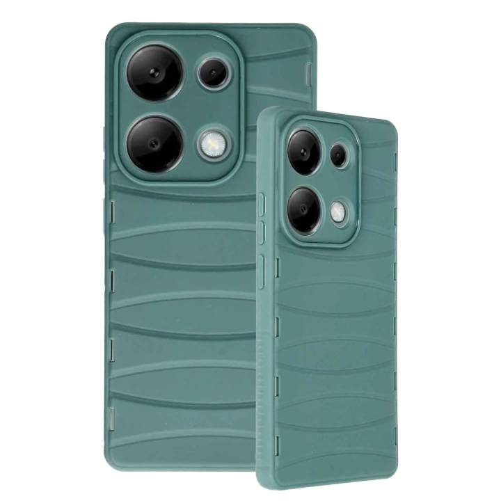 BFS  Xiaomi Redmi Note 13 Pro 4G Kılıf Bibercas Silikon Kapak - Koyu Yeşil
