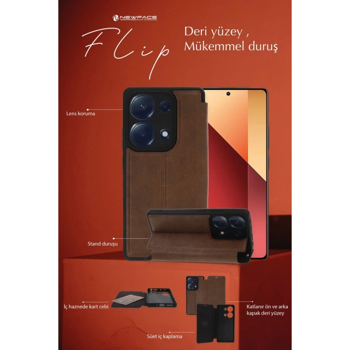 BFS  Xiaomi Redmi Note 13 Pro 4G Kılıf Flip Cover - Taba