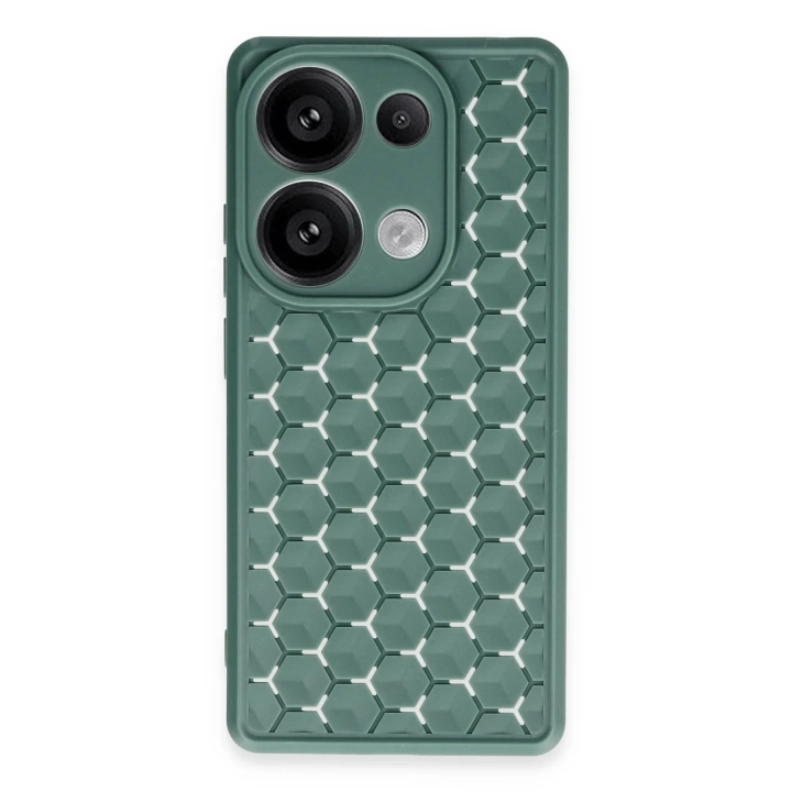 BFS  Xiaomi Redmi Note 13 Pro 4G Kılıf Petek Silikon Kapak - Koyu Yeşil
