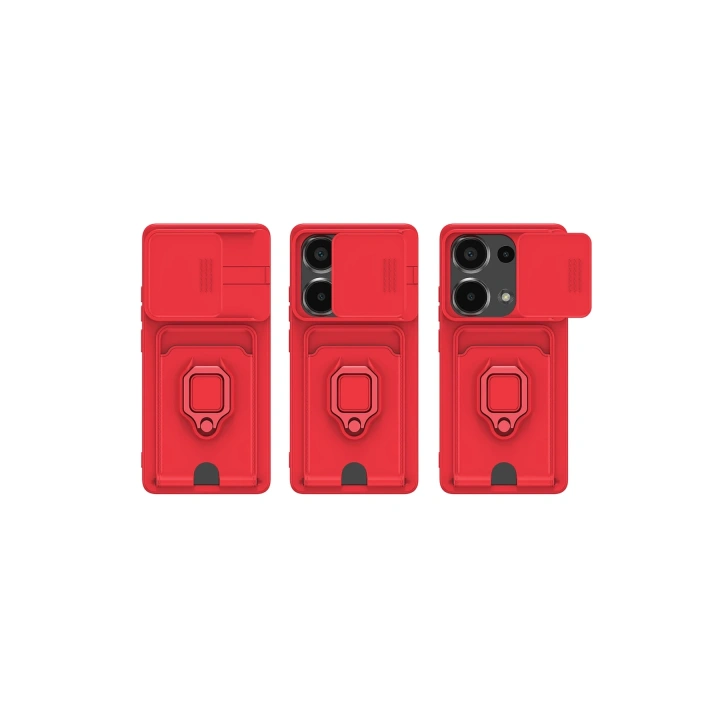 BFS  Xiaomi Redmi Note 13 Pro 4G Kılıf Zuma Kartvizitli Yüzüklü Silikon - Lacivert