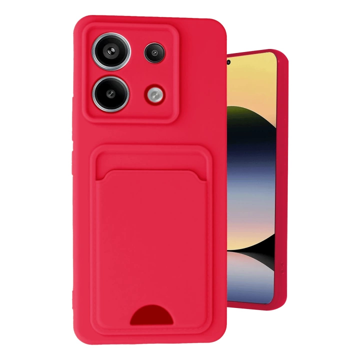 BFS  Xiaomi Redmi Note 13 Pro 5G Kılıf Kelvin Kartvizitli Silikon - Kırmızı