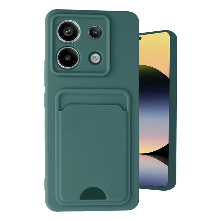 BFS  Xiaomi Redmi Note 13 Pro 5G Kılıf Kelvin Kartvizitli Silikon - Koyu Yeşil