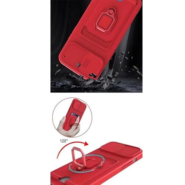 BFS  Xiaomi Redmi Note 13 Pro 5G Kılıf Zuma Kartvizitli Yüzüklü Silikon - Kırmızı