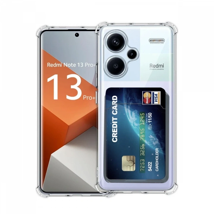 BFS  Xiaomi Redmi Note 13 Pro Plus Kılıf Kart Şeffaf Silikon - Şeffaf